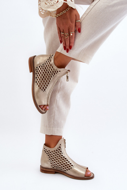 Zazoo 977/L Piel Sandalias caladas Al castillo color dorado Zazoo 977/L Piel Sandalias caladas Al castillo color dorado