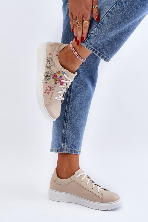 Zazoo 024/TAMARA Femenino Zapatillas modelo zapatos. Piel beige