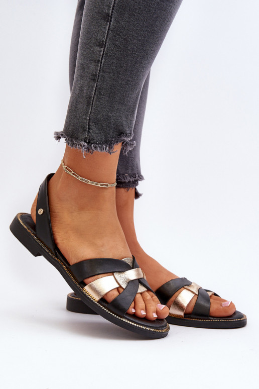 Zazoo 40382 Sandalias de mujer Piel de color negro Zazoo 40382 Sandalias de mujer Piel de color negro