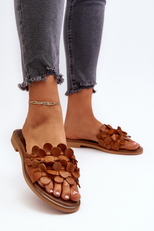 Zazoo 40381 Femenino Zapatillas de cuero con tacones anchos color marrón Zazoo 40381 Femenino Zapatillas de cuero con tacones anchos color marrón