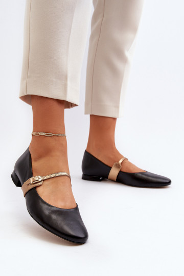 Bailarinas para mujer con tacones anchos Laura Messi 2774 color negro