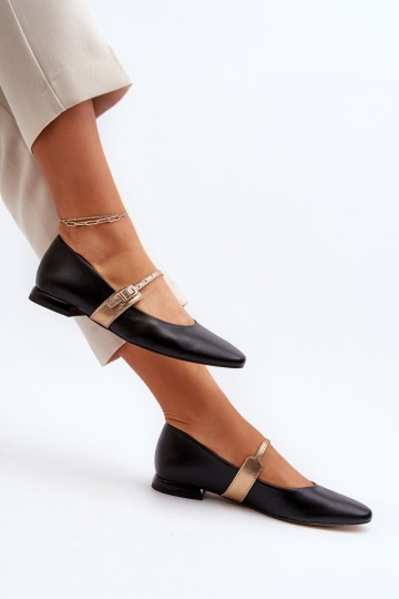 Bailarinas para mujer con tacones anchos Laura Messi 2774 color negro 2