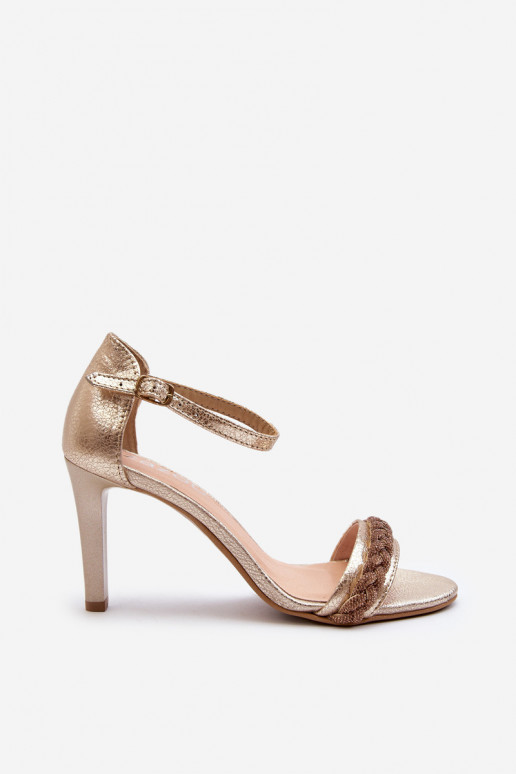 Zazoo 3328/2 Sandalias de mujer Piel con tacones finos color dorado Zazoo 3328/2 Sandalias de mujer Piel con tacones finos color dorado