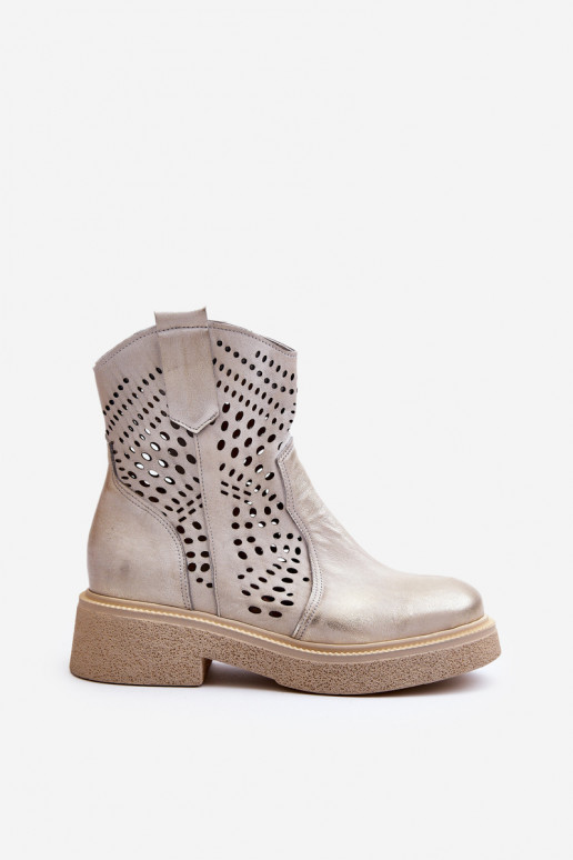 Zazoo 3470 Piel Botas de mujer con tacones anchos con elementos calados color dorado Limpiado Zazoo 3470 Piel Botas de mujer con tacones anchos con elementos calados color dorado Limpiado