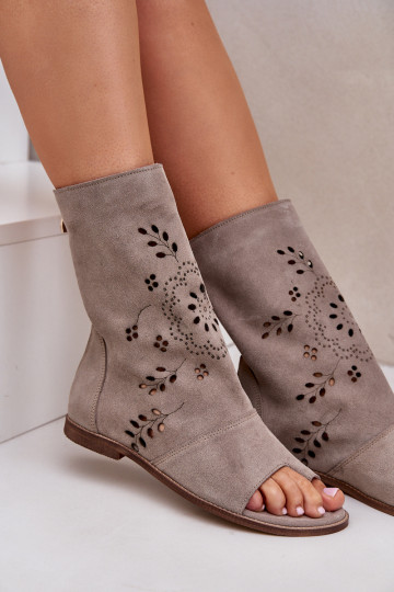 Zazoo 3437 Femenino Sandalias de ante con una bota Al castillo beige 2