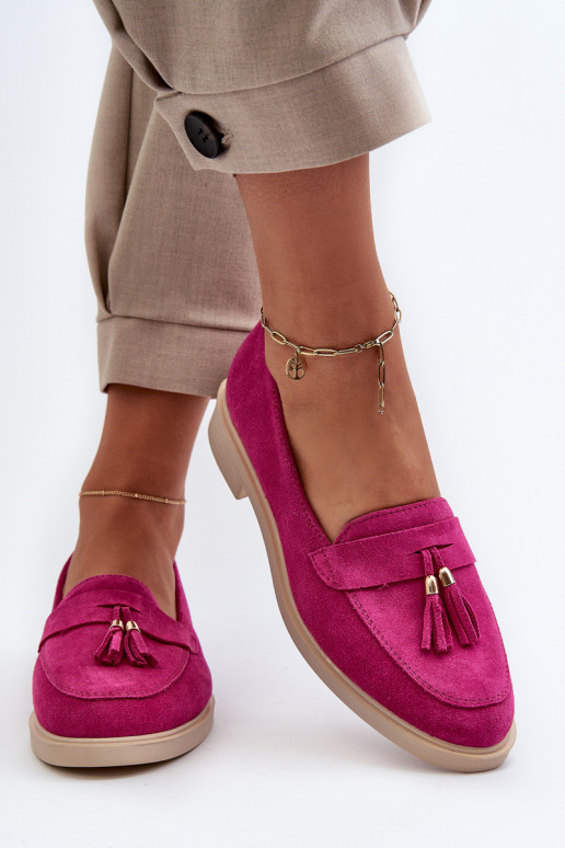 Zazoo 3420 Mocasines de ante Femenino con tacones anchos Fuskja Zazoo 3420 Mocasines de ante Femenino con tacones anchos Fuskja