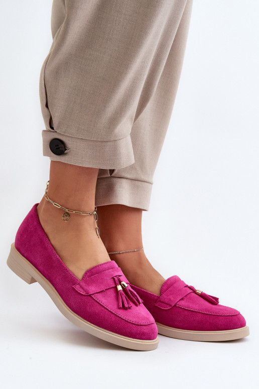 Zazoo 3420 Mocasines de ante Femenino con tacones anchos Fuskja Zazoo 3420 Mocasines de ante Femenino con tacones anchos Fuskja