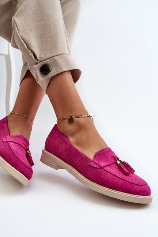 Zazoo 3420 Mocasines de ante Femenino con tacones anchos Fuskja Zazoo 3420 Mocasines de ante Femenino con tacones anchos Fuskja