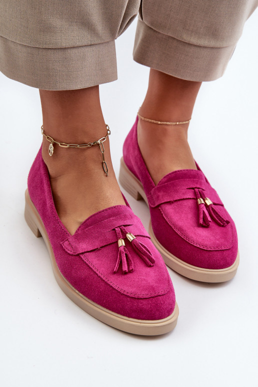 Zazoo 3420 Mocasines de ante Femenino con tacones anchos Fuskja Zazoo 3420 Mocasines de ante Femenino con tacones anchos Fuskja