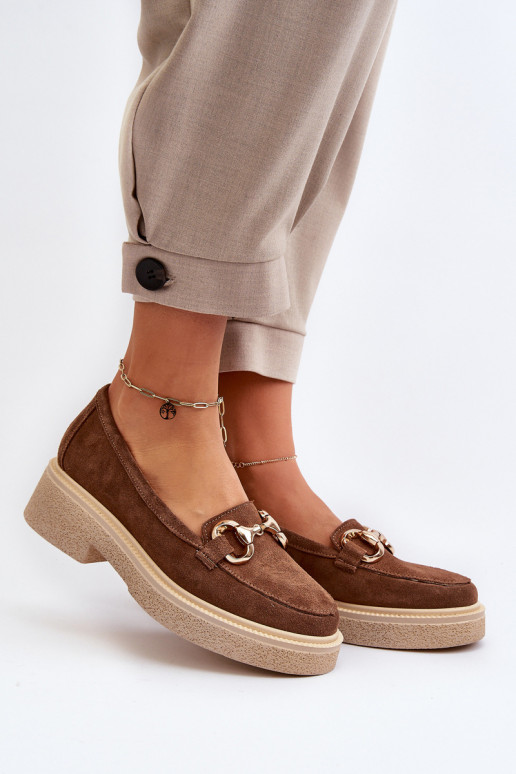 Zazoo 3429 Mocasines de ante Femenino con adornos color marrón Zazoo 3429 Mocasines de ante Femenino con adornos color marrón