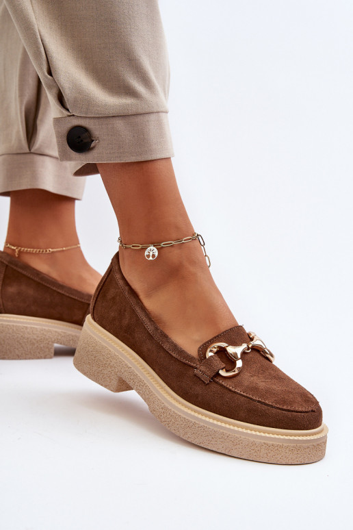 Zazoo 3429 Mocasines de ante Femenino con adornos color marrón Zazoo 3429 Mocasines de ante Femenino con adornos color marrón