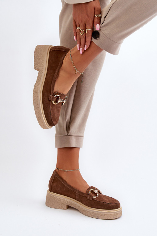 Zazoo 3429 Mocasines de ante Femenino con adornos color marrón Zazoo 3429 Mocasines de ante Femenino con adornos color marrón