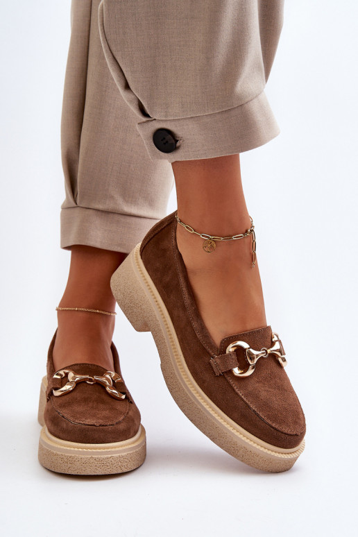 Zazoo 3429 Mocasines de ante Femenino con adornos color marrón Zazoo 3429 Mocasines de ante Femenino con adornos color marrón