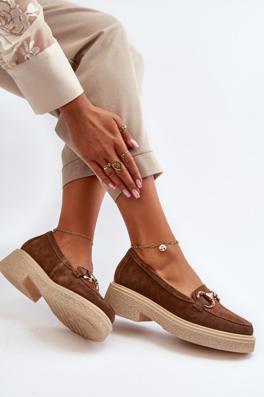 Zazoo 3429 Mocasines de ante Femenino con adornos color marrón Zazoo 3429 Mocasines de ante Femenino con adornos color marrón