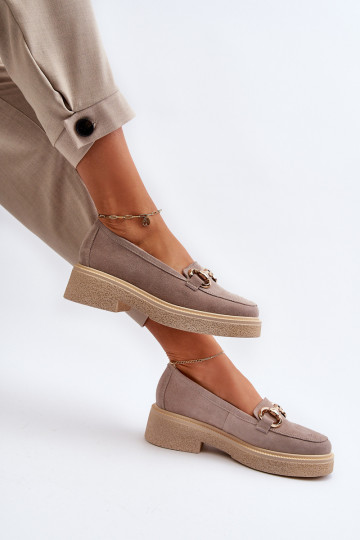 Zazoo 3429 Mocasines de ante para mujer con adornos en color capuchino 2