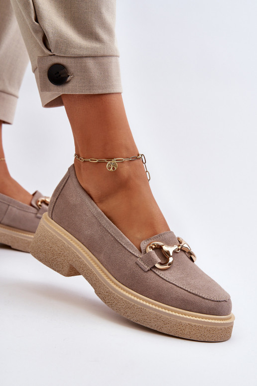 Zazoo 3429 Mocasines de ante Femenino con adornos color capuchino Zazoo 3429 Mocasines de ante Femenino con adornos color capuchino