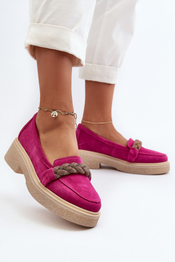 Zazoo 3429/IN Mocasines elegantes de ante con adornos en color rosado