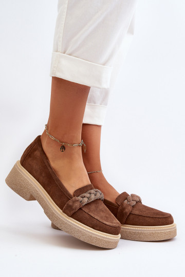 Zazoo 3429/EN Mocasines de ante elegantes con adornos color marrón