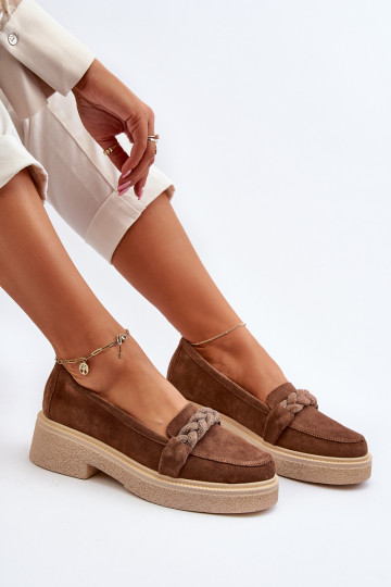 Zazoo 3429/EN Mocasines de ante elegantes con adornos color marrón 2