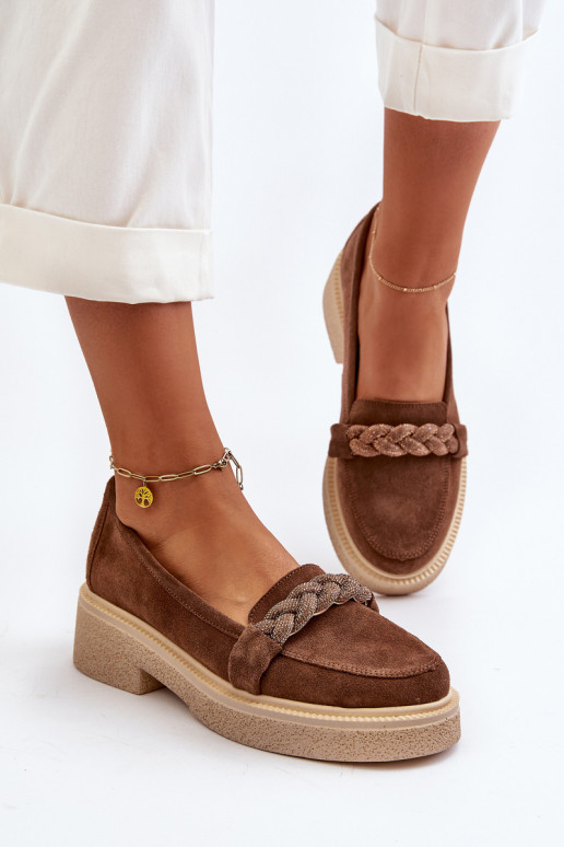 Zazoo 3429/EN Mocasines de ante elegantes con adornos color marrón Zazoo 3429/EN Mocasines de ante elegantes con adornos color marrón