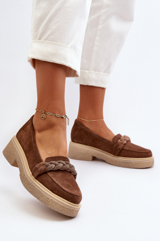 Zazoo 3429/EN Mocasines de ante elegantes con adornos color marrón Zazoo 3429/EN Mocasines de ante elegantes con adornos color marrón