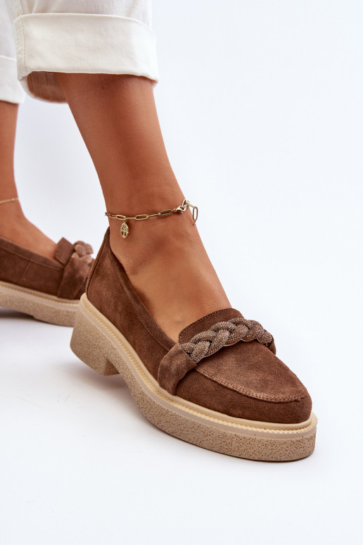 Zazoo 3429/EN Mocasines de ante elegantes con adornos color marrón Zazoo 3429/EN Mocasines de ante elegantes con adornos color marrón