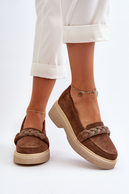 Zazoo 3429/EN Mocasines de ante elegantes con adornos color marrón Zazoo 3429/EN Mocasines de ante elegantes con adornos color marrón