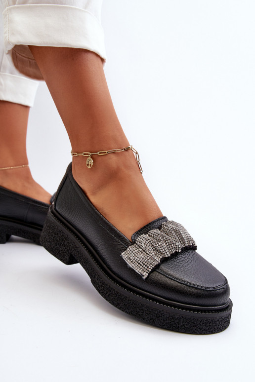 Zazoo 3419 mocasines de mujer Piel Con cinta decorativa de color negro Zazoo 3419 mocasines de mujer Piel Con cinta decorativa de color negro