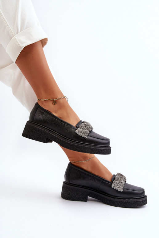 Zazoo 3419 mocasines de mujer Piel Con cinta decorativa de color negro Zazoo 3419 mocasines de mujer Piel Con cinta decorativa de color negro