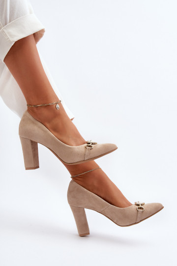 Zazoo 2453/OS Zapatos de ante con tacones y corazones en color capuchino 2