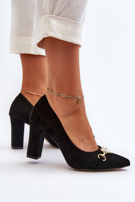 Zazoo 2453/OS Zapatos de gamuza con tacones con corazones de color negro Zazoo 2453/OS Zapatos de gamuza con tacones con corazones de color negro