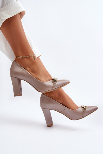 Zazoo 2453/OS Zapatos de cuero con tacones y corazones en color perlado 2