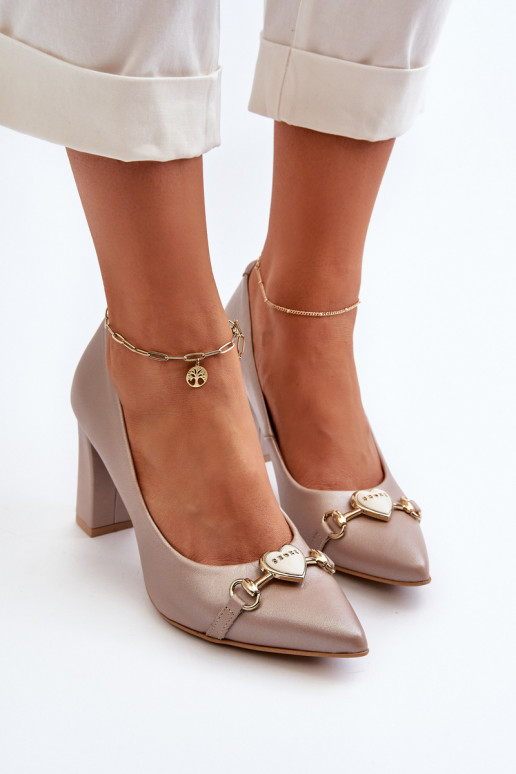 Zazoo 2453/OS Piel Zapatos con tacones con corazones madre perla Zazoo 2453/OS Piel Zapatos con tacones con corazones madre perla