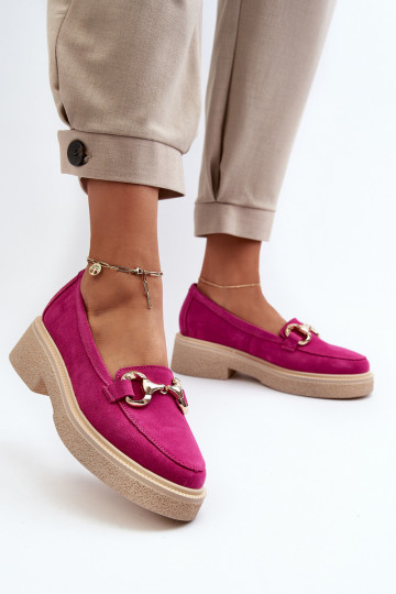 Zazoo 3429 Mocasines de ante para mujer con adornos en color rosado
