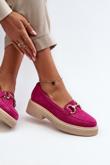 Zazoo 3429 Mocasines de ante para mujer con adornos en color rosado 2