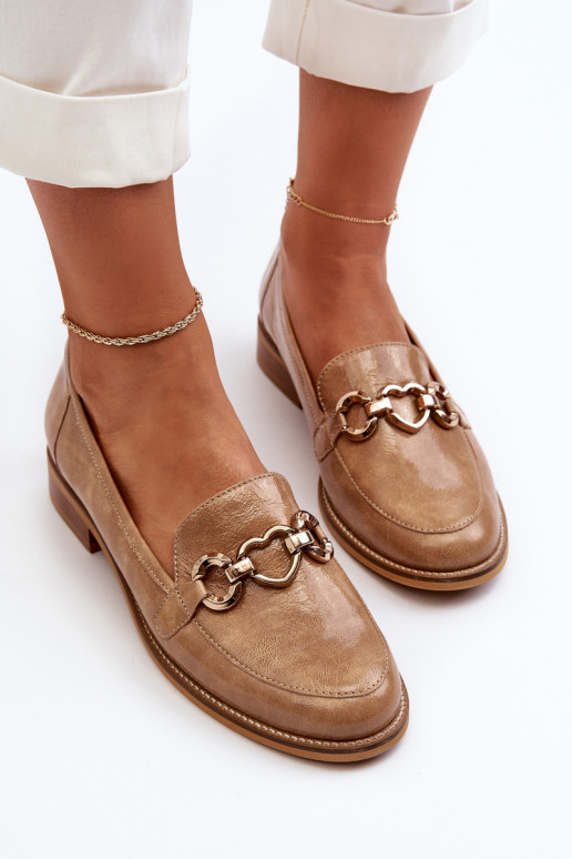 Piel Femenino Mocasines lacados Laura Messi 2760 color marrón