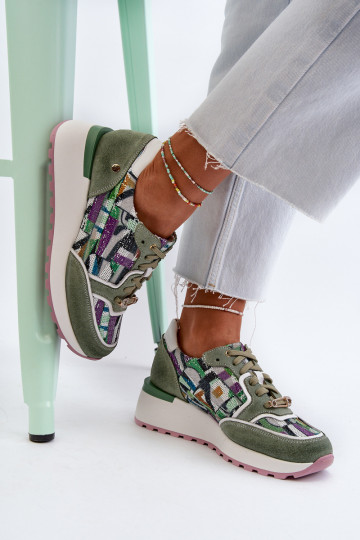 Piel Zapatillas modelo zapatos. Femenino con una plataforma Tiene queciejka 06390-09 SeledynoAe 2