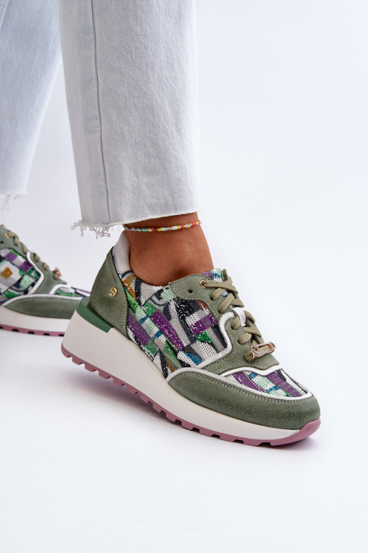 Piel Zapatillas modelo zapatos. Femenino con una plataforma Tiene queciejka 06390-09 SeledynoAe Piel Zapatillas modelo zapatos. Femenino con una plataforma Tiene queciejka 06390-09 SeledynoAe