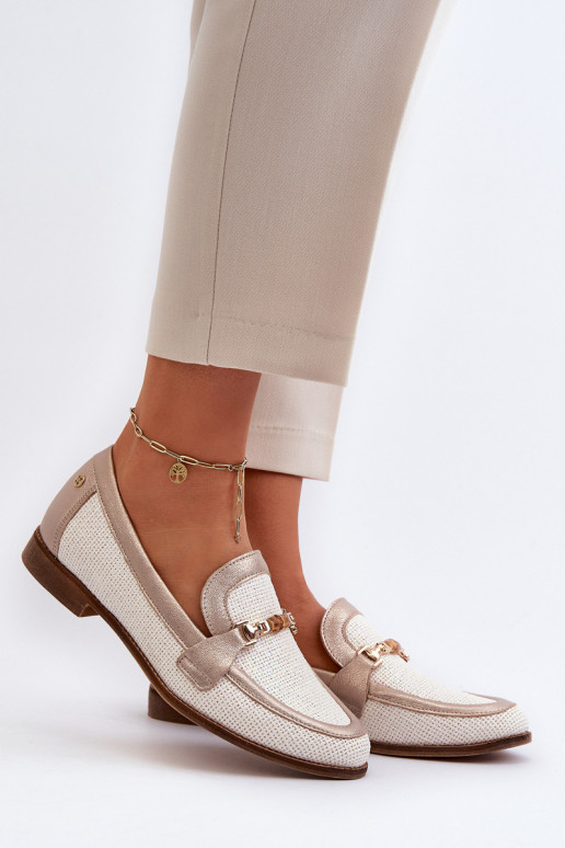 Piel Mocasines con adornos color dorado Tiene queciejka 06442-25 color dorado Piel Mocasines con adornos color dorado Tiene queciejka 06442-25 color dorado