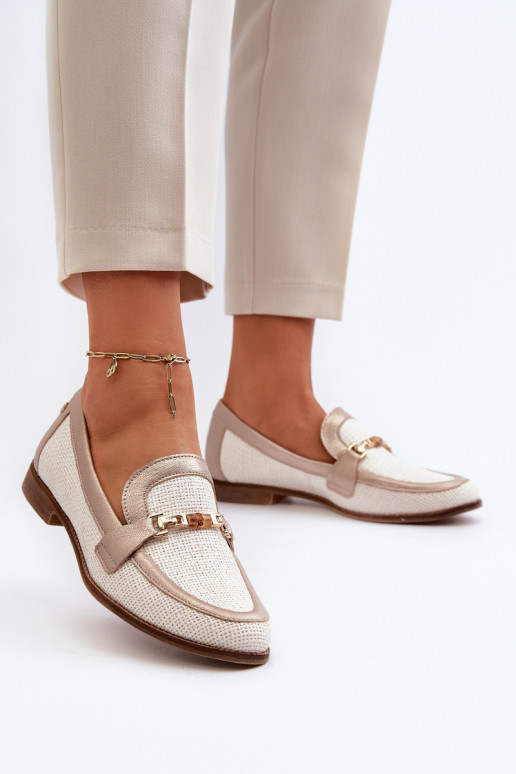 Piel Mocasines con adornos color dorado Tiene queciejka 06442-25 color dorado Piel Mocasines con adornos color dorado Tiene queciejka 06442-25 color dorado