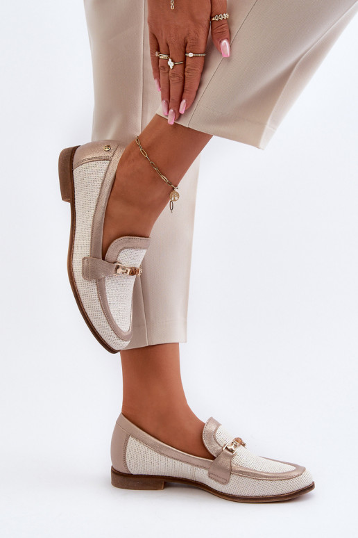 Piel Mocasines con adornos color dorado Tiene queciejka 06442-25 color dorado Piel Mocasines con adornos color dorado Tiene queciejka 06442-25 color dorado