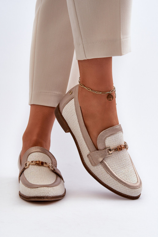 Piel Mocasines con adornos color dorado Tiene queciejka 06442-25 color dorado Piel Mocasines con adornos color dorado Tiene queciejka 06442-25 color dorado