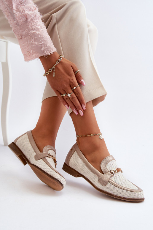 Piel Mocasines con adornos color dorado Tiene queciejka 06442-25 color dorado Piel Mocasines con adornos color dorado Tiene queciejka 06442-25 color dorado