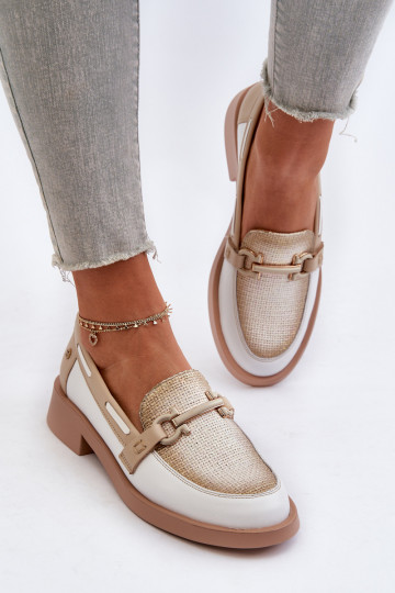 Piel Mocasines zapatos Femenino Tiene queciejka 06493-11 Blanco-beige