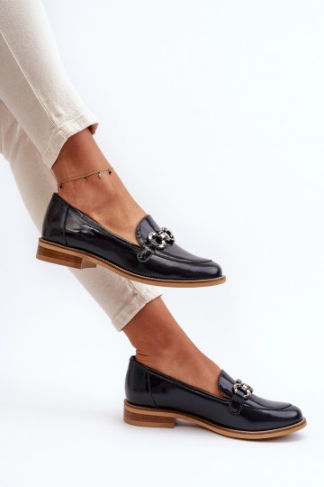 Mocasines de mujer de cuero lustrado Laura Messi 2760 color azul oscuro 2