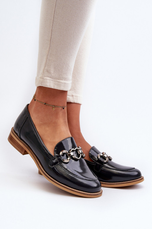 Piel Femenino Mocasines lacados Laura Messi 2760 azul oscuro