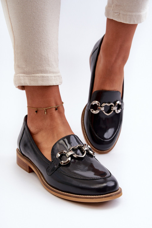 Piel Femenino Mocasines lacados Laura Messi 2760 azul oscuro