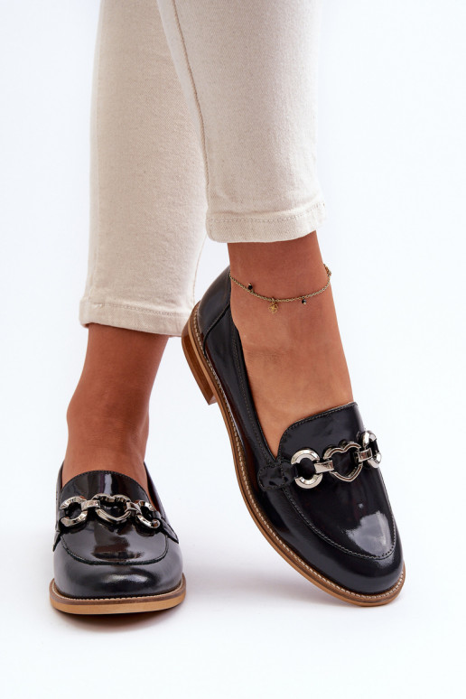 Piel Femenino Mocasines lacados Laura Messi 2760 azul oscuro