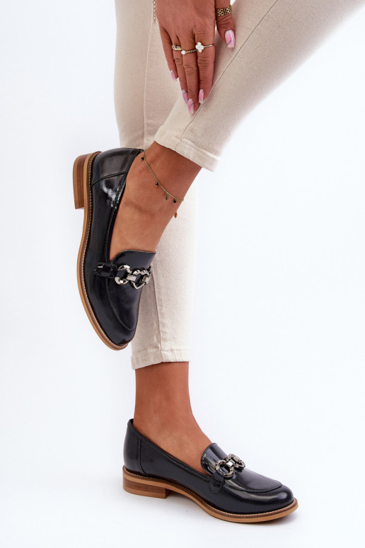 Piel Femenino Mocasines lacados Laura Messi 2760 azul oscuro