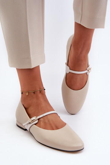 bailarinas Femenino con tacones anchos Laura Messi 2774 beige